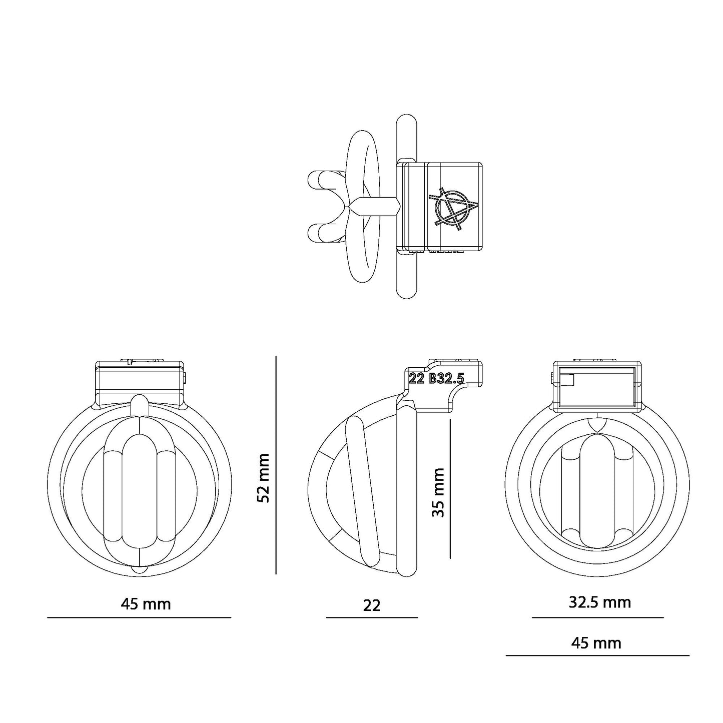 Alcatraz 22 B32.5 ( Cage only ) Multicored Customised Male Chastity