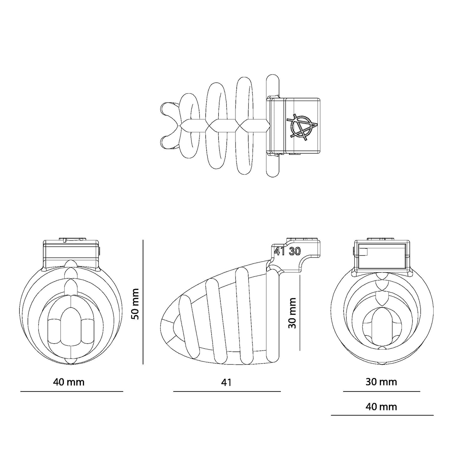 Alcatraz 41 30 ( Cage only ) Multicored Customised Male Chastity